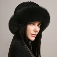 New Genuine Real Natural Knitted Mink Fur Hat Cap Luxury Women Handmade Knit Fashion Winter Headwear Warm Real Fox Fur Beanies