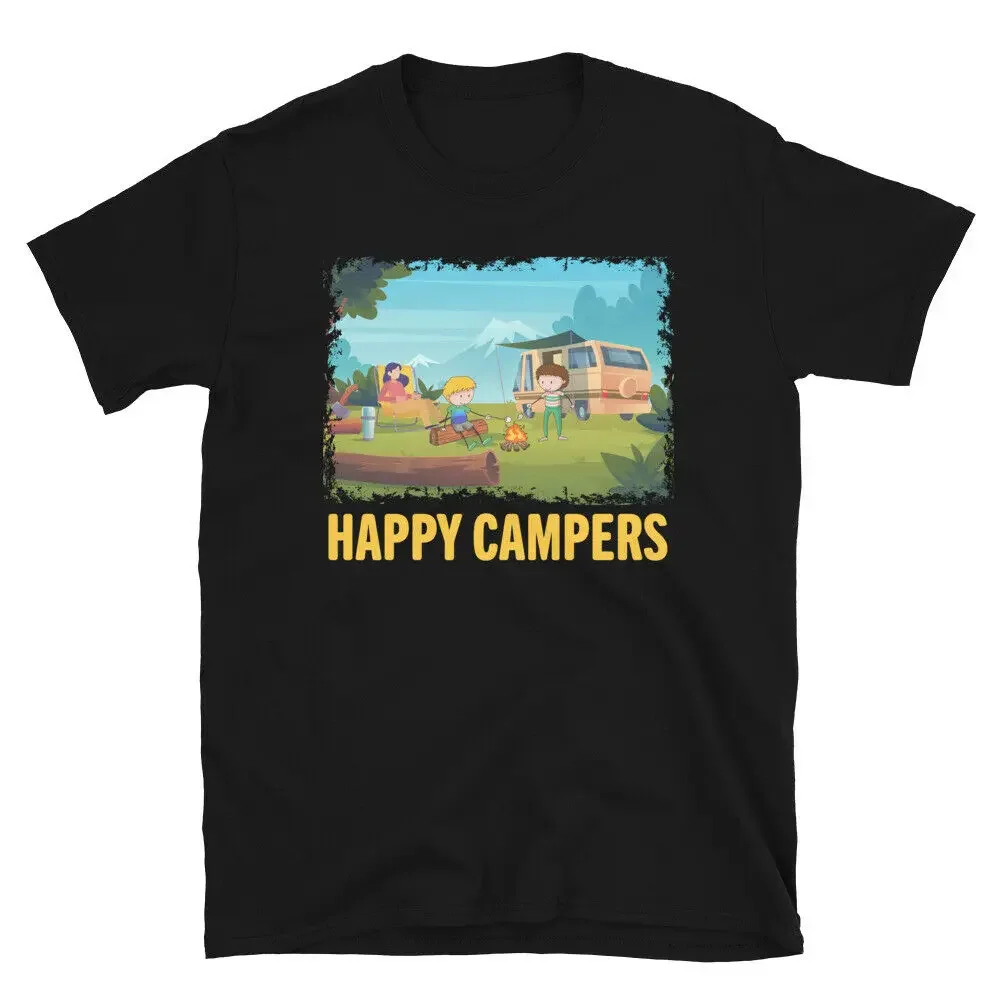 Funny Van Life Design Happy Campers Family Outdoor Life Unisex T-Shirt