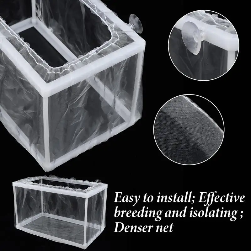 Aquarium Breeding Box Fish Birthing Tank Isolation Box Fish Fry Hatchery With Suction Cups Juvenile Fish Separation Net For Fish