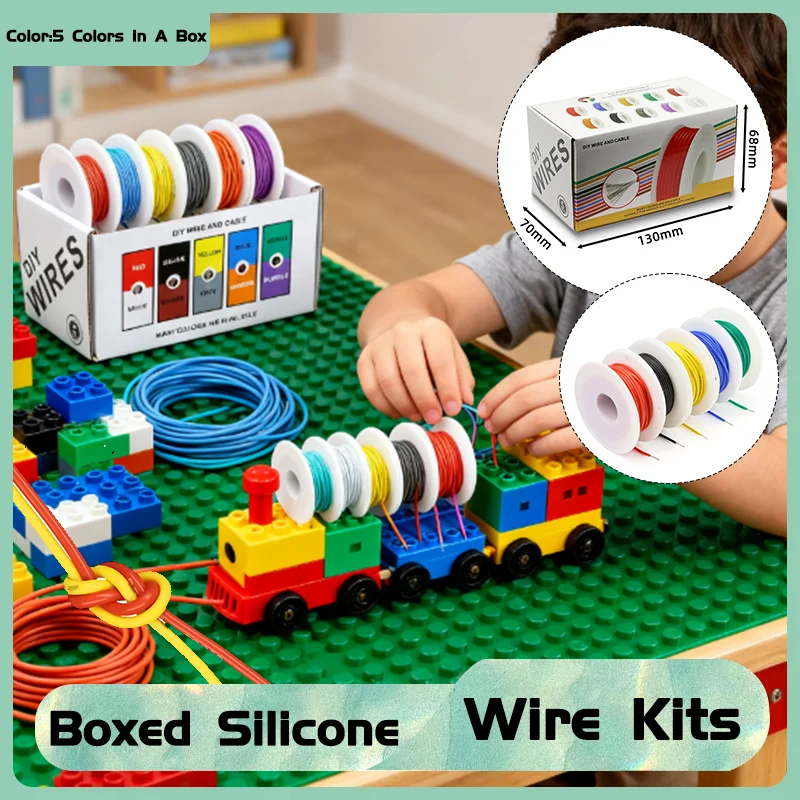 

30-16 AWG Silicone Wire Kit 8 Sizes & 5 Colors of Flexible 200°C Heat Resistant Stranded Tinned Copper Cable for DIY Supplies