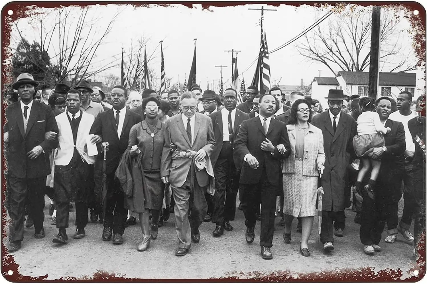 Dr Martin Luther King Jr MLK Civil Rights March On Selma 1965 Poster Vintage Metal Tin Sign Wall Art Plaque Decor for Home  sign