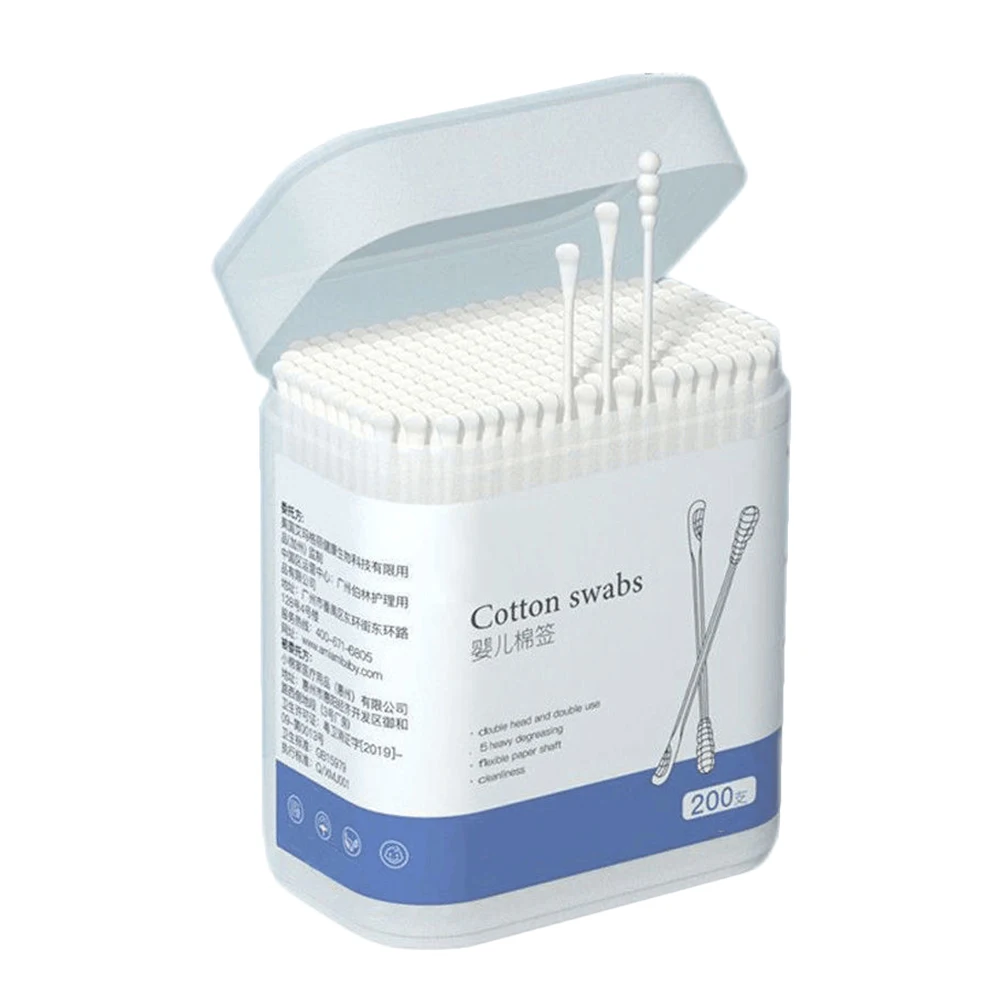 

Baby Cotton Swabs Disposable Double Headed Ear Cleaning Safe Soft Gently Cleans Fingers Toes Eyes Nose Outer Ear