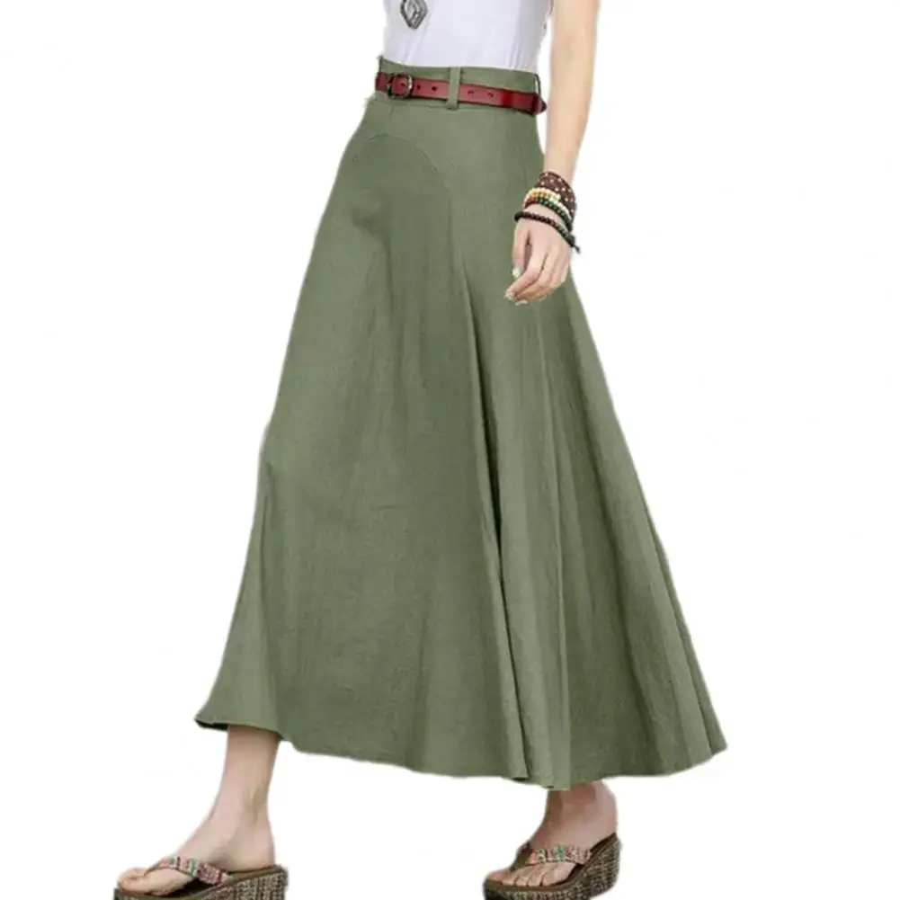 Women's Fashion 2023 Flowing Satin Midi Skirt Women Vintage Elastic High Waist Flared hem High Street Female Skirt