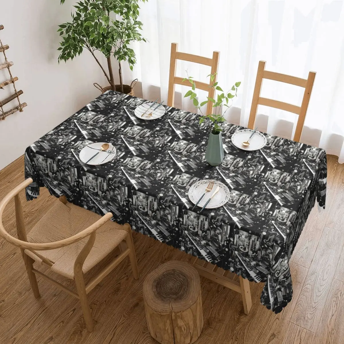 Music Notation Musical Notes Tablecloth Restaurant Kitchen Rectangular Tablecloth Festival Party Tablecloth Dining Table Cover