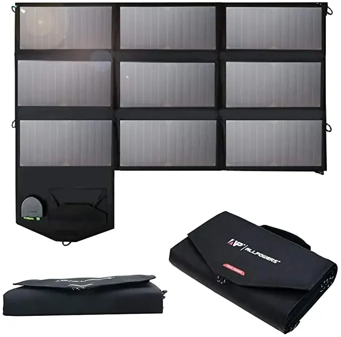 

Portable Solar Panel 60W (Dual 5v USB+18v DC Output) Monocrystalline Solar Charger Foldable Solar Panel For Laptop