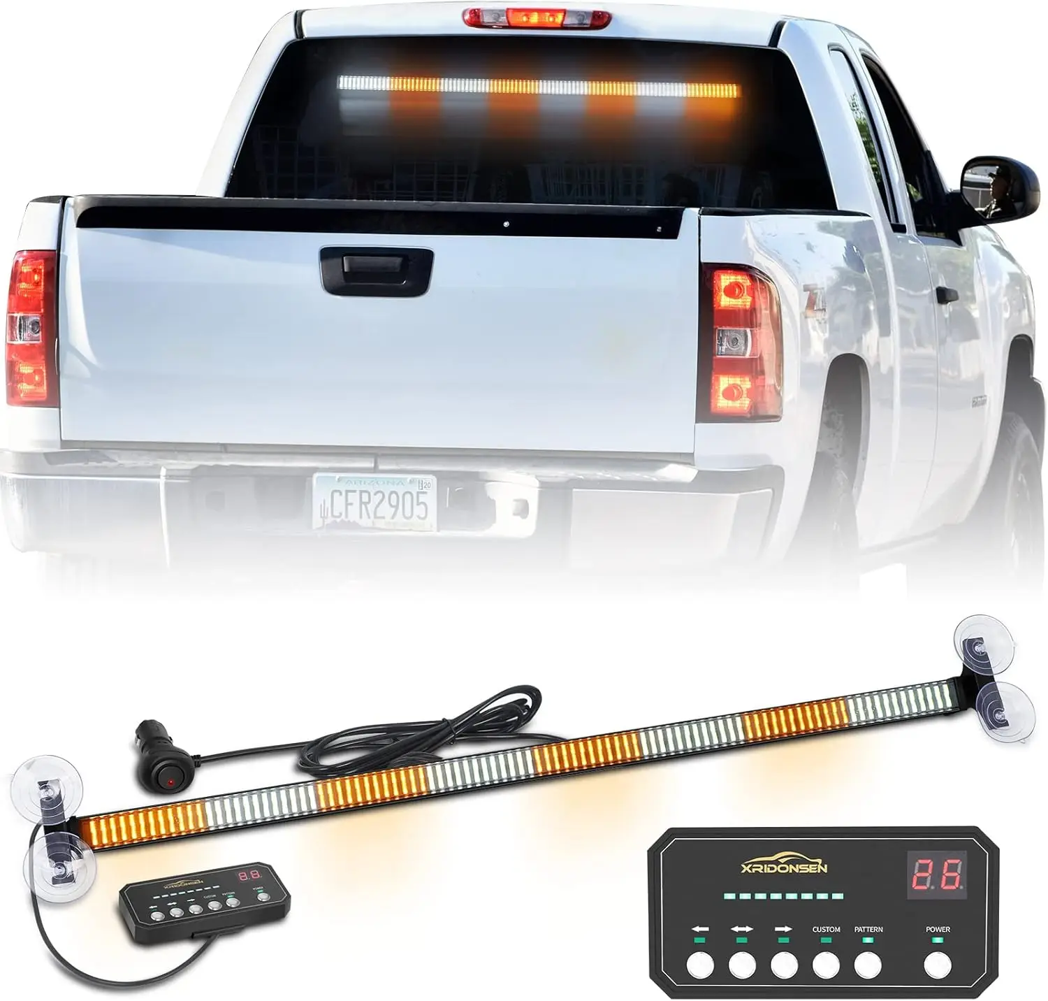 

35-Inch LED Traffic Advisor Light Bar with Amber/White Flashing & Arrow for Construction Trucks