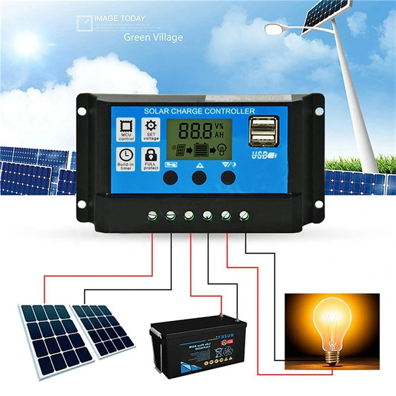 Imagem -06 - Sistema de Energia Solar 18w Painel Solar Carregador de Bateria 4000w Inversor Solar Kit Completo Controlador Solar 30a 110v 220v