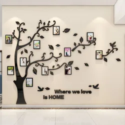 Wall Stickers Tree Photo Frame 3D Acrylic Mirror Wall Decals For Sofa TV Background Wall Decor DIY Family Photo Frame Stickers