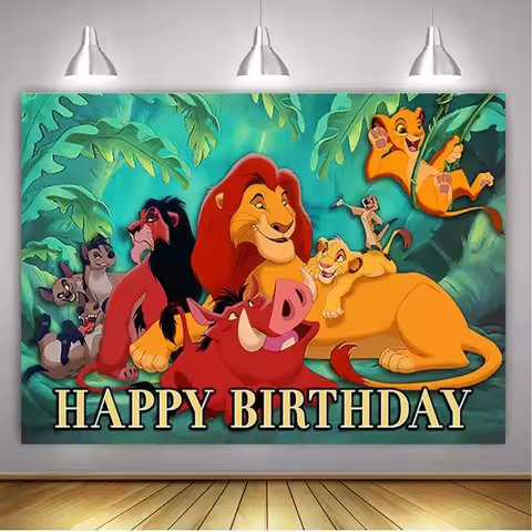 Lion King Photography Backdrop For Birthday Party Supplies Tropical Jungle Safari Photo Background For Kids Room Decor Banner