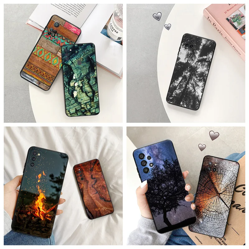 Matte Phone Case For Samsung A32 A13 A14 A21S A22 A23 A24 A31 A33 A34 A51 A52 A53 A54 A71 A72 A73 Wood Crack Textures Soft Cover