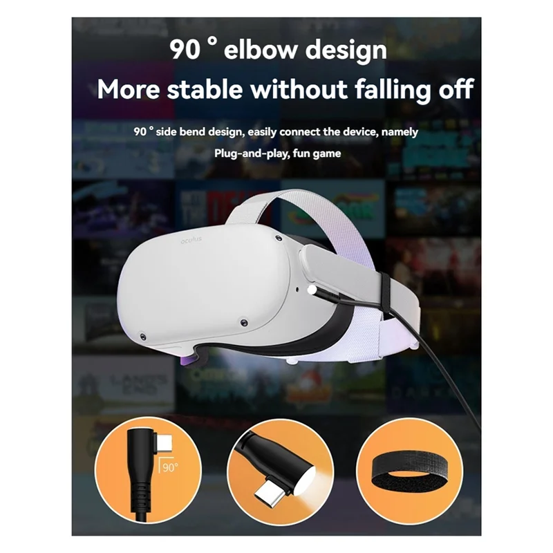 HFES для Meta Quest 3S/3/2 USB3.2 Gen1 Кабель для зарядки линии передачи данных Pico4 3.0 USB-кабель типа C Кабель для передачи данных USB-C