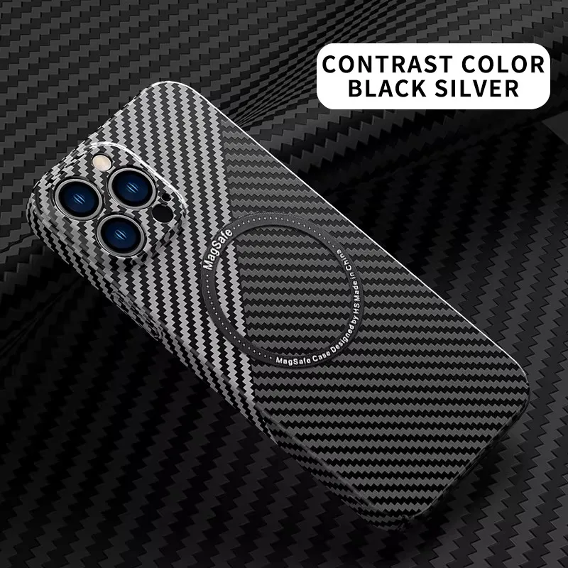 

Magnetic Macsafe Carbon Fiber Safe Case for Magsafe IPhone 16 15 11 12 15 14 Plus 13Pro IPhone15 IPhone14 13 Pro Max Mac Cover