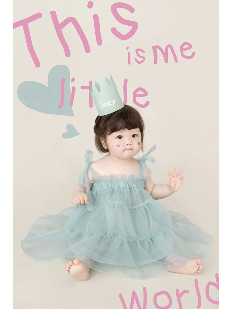 Blue Princess Skirt One Year Old Treasure Photography Photography Clothing Children's Photo Skirt roupa bebe  아기 코스프레