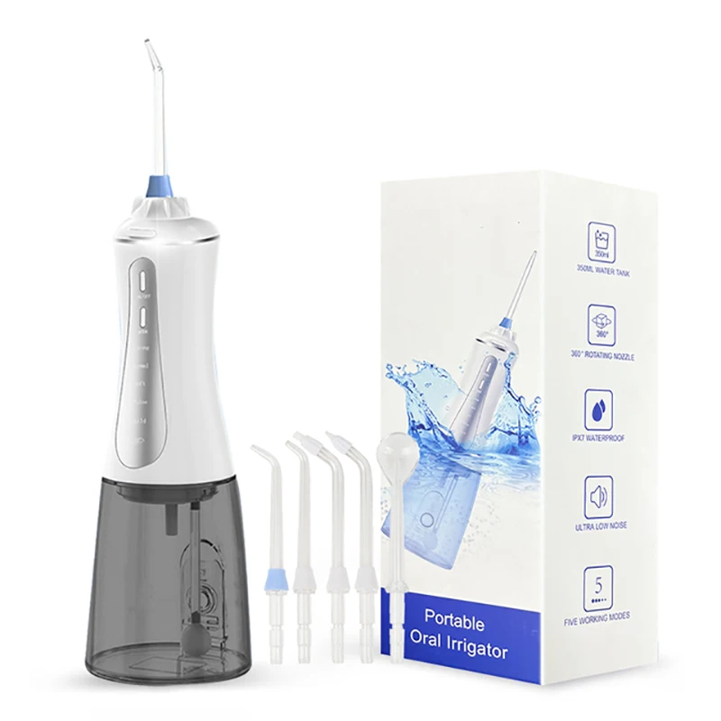 Rechargeable Oral Care Electronic Water Flosser, 5 Working Modes, 350ml, 6 Nozzles