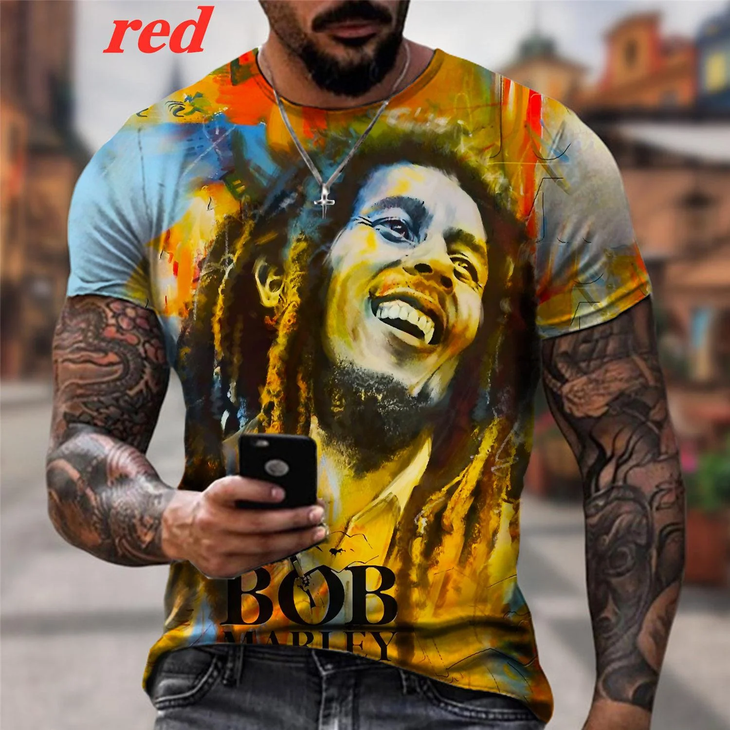 2023 Summer Men\'s T-shirts Cool Rock Bob Marley 3d Print O-neck Short Sleeve Street Hip-hop Shirt Oversized Tops Men Clothing