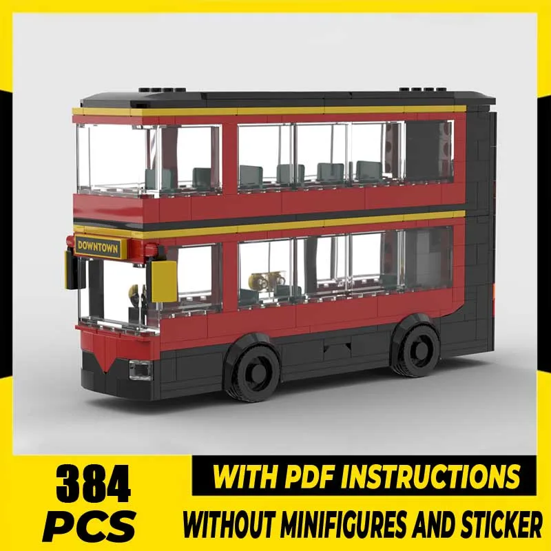 

City Car Model Moc Building Blocks Double Decker Bus Model Technology Brick DIY Assembly Creative Model Construction Holiday Toy