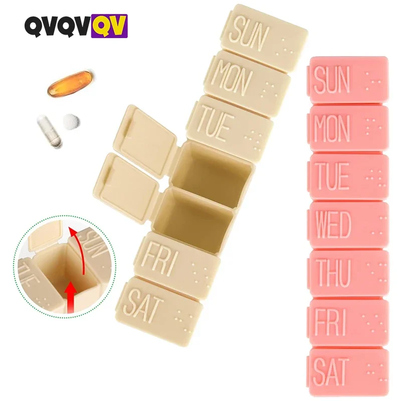 1/2/4PCS Pill Organizer-Pill Boxes for Travel, 7 Day with Braille Pill case Vitamins Fish Oil Supplements, Organizer Dispenser