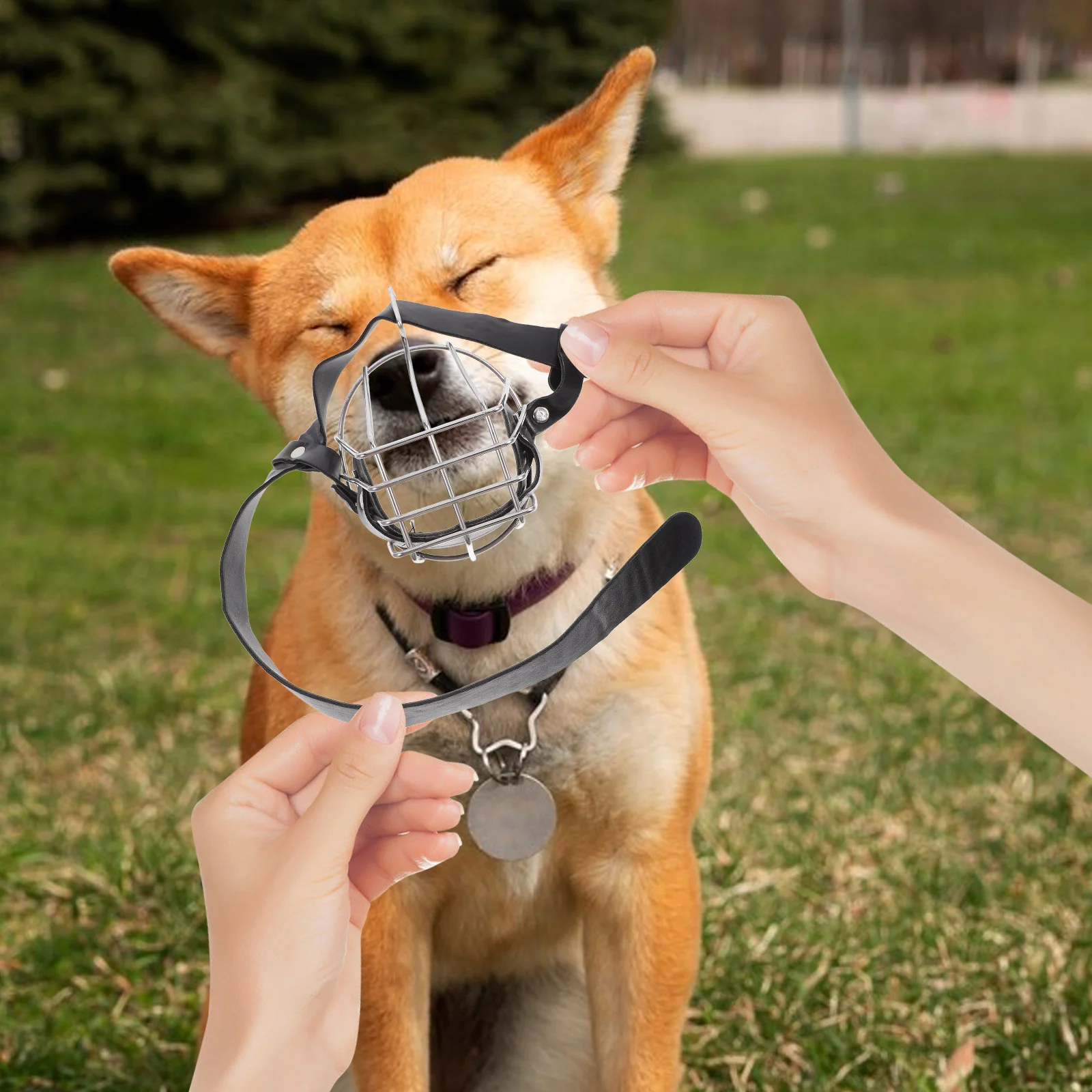 

Stainless Steel Dog Muzzle 30.5 Cm Adjustable Breathable For Large Dogs Puppy Pet Mouth Cover Anti-Bite Barking Control