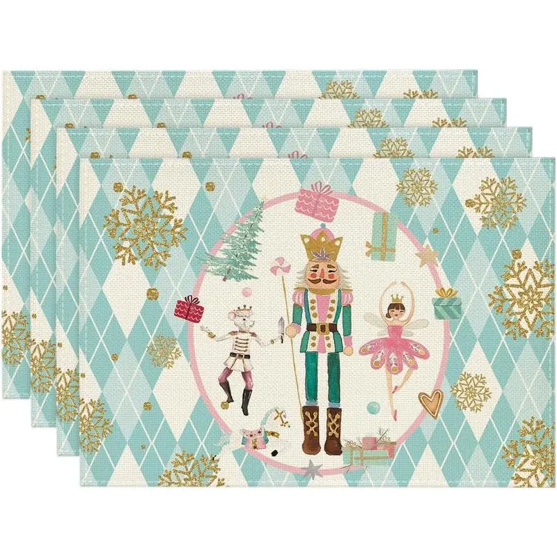 VIKAMA Nutcracker Christmas Meal Mat, Waterproof Insulated Table Mat for Holiday Party Decor
