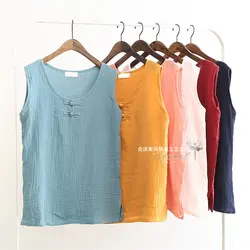 2026 Summer women comfortable and soft cotton linen vest tanks,casual cotton tops, plus size vestidos femininos