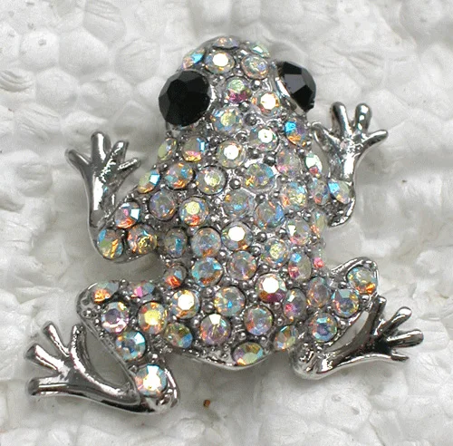 

Clear AB Rhinestone Small Frog Pin brooches C754 F