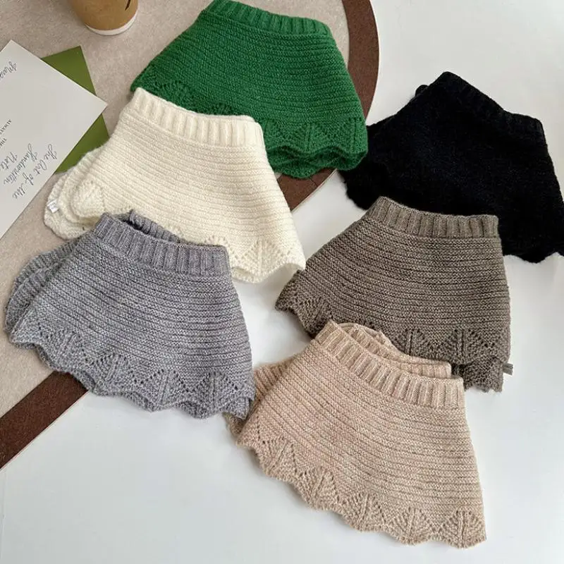 Kragen im O-Ausschnitt-Design, einfarbig, gestrickt, mit Schnürung, als dekorativer Kragen für Frühling und Herbst, warmes Oberbekleidungsstück, geeignet als Dekoration für Kleider und Hemden. – Detail 6