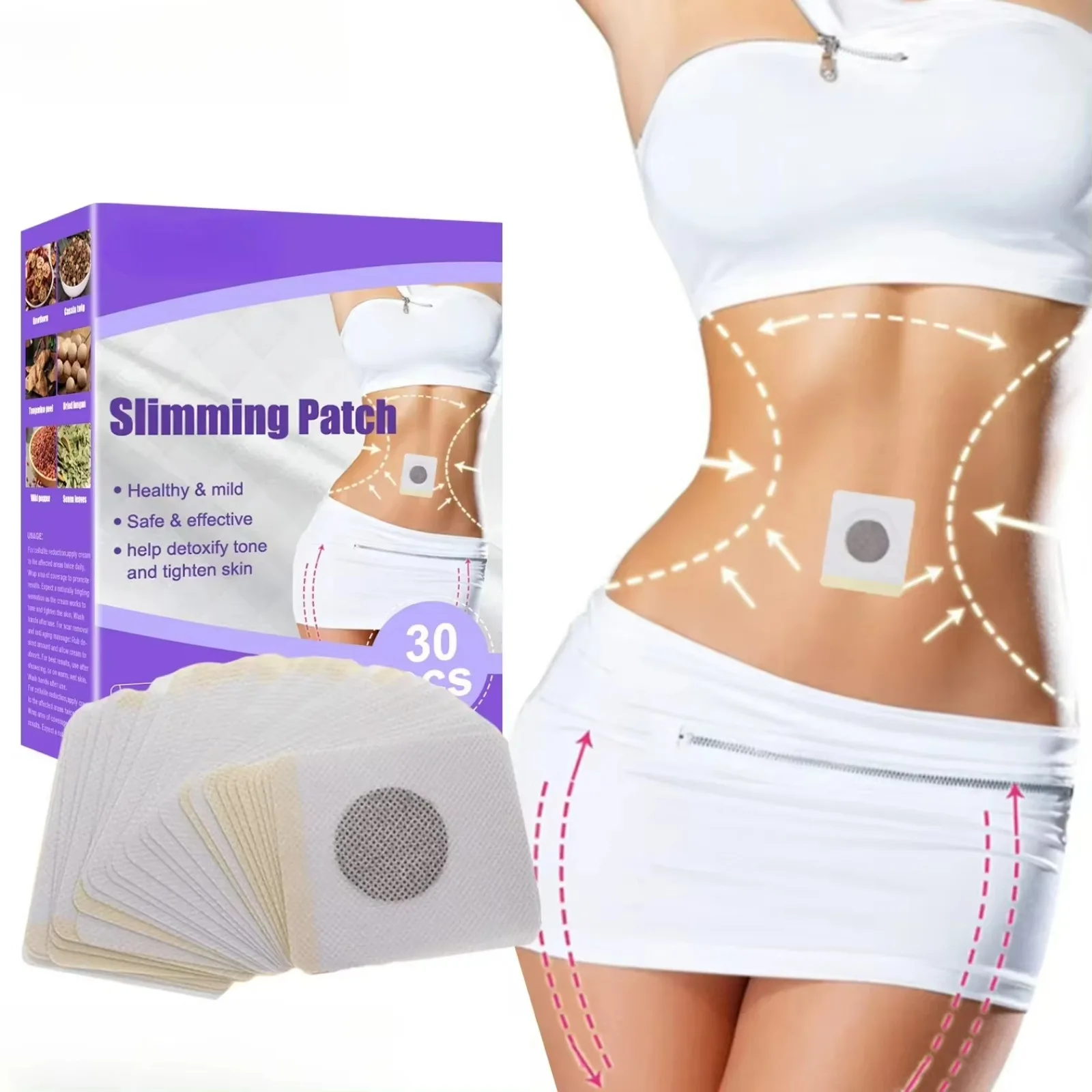 30Pcs Slim Patch Fat Burner Belly Abdomen Slimming Fat Burning Stick Weight Loss Slimer Tool Wonder Quick Slimming Patch