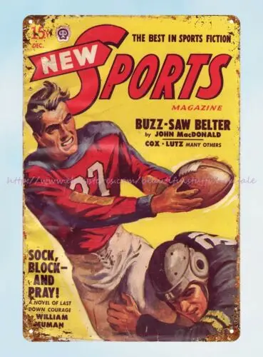 New Sport magazine cover football game 1948 metal tin sign brewery bar art