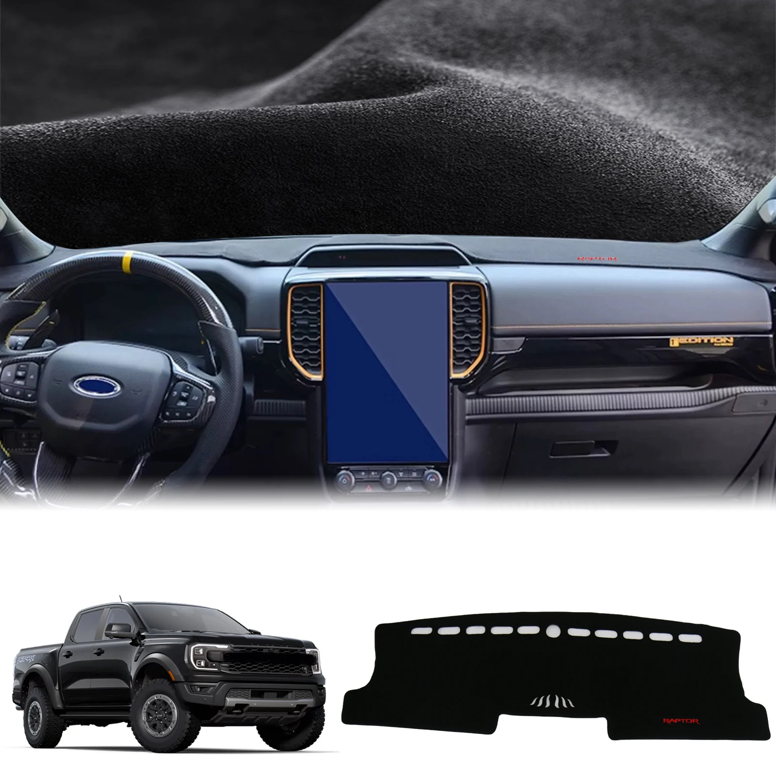 

fit for Ford Ranger Raptor 2023 2024 2025 2026 Car Dashmat DashMat Sunshade Dashboard Cover Pad Protective Carpet Accessories