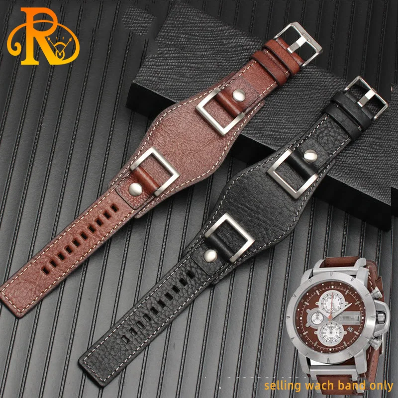 Cowhide strap For Fossil JR1157 Watchband 24mm Men Watch Band Strap High Quality Vintage Bracelet Retro Style Brown Black