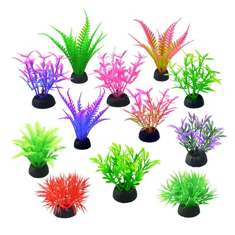 Artificial Aquarium Decorative Pvc Aquatic Plants Simulation Water Weeds Ornament Fish Tank Grass Flower Decoration Accessories