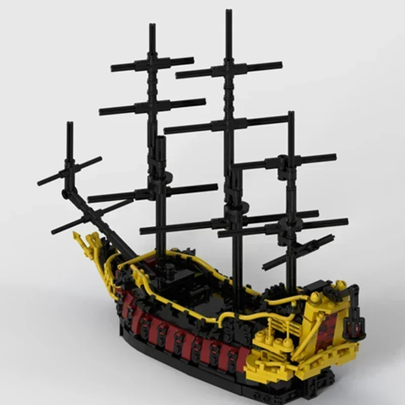 Modelo de navio pirata moc, tijolos de construção, tecnologia de acorazado queen, blocos modulares, presentes, brinquedos de natal, conjuntos diy de montagem