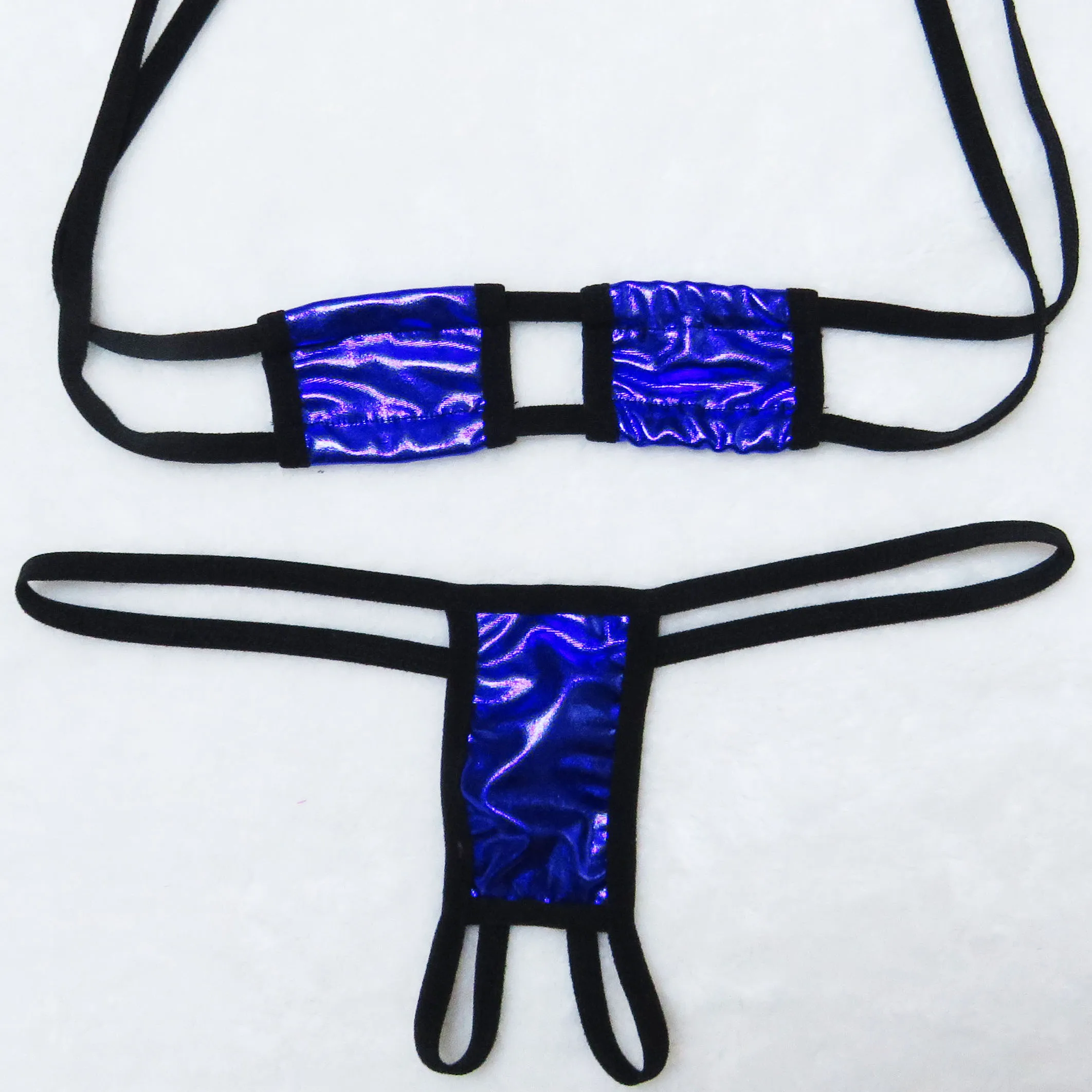 Sexy Lingerie 2 Piece Halter Neck Bikini Lingerie Set Mini Bikini Open Micro Bra Top Briefs Panties for Women - Image 2
