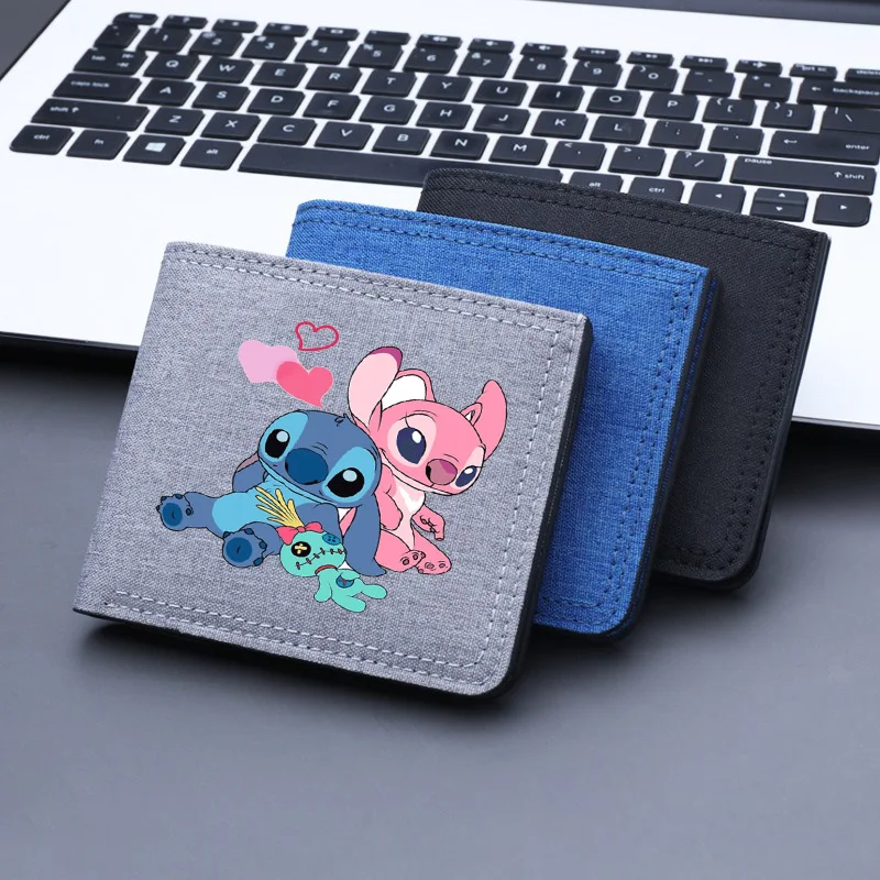 Lilo Stitch Mini Thin Men Wallet Card Holder Men's Purse Coin Pouch Id Card Holder Short Canvas Card Holder Wallet