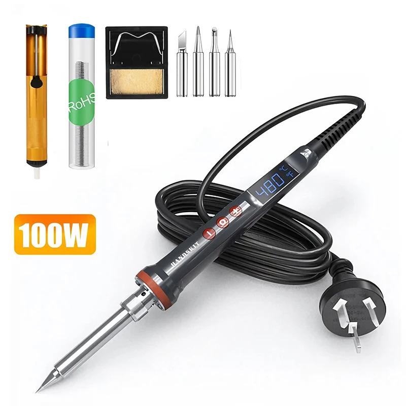 100W Electric Soldering Iron Digital Temperatura Adjustment Auto Sleep SMD Chip Rework Electronic Welding Tools