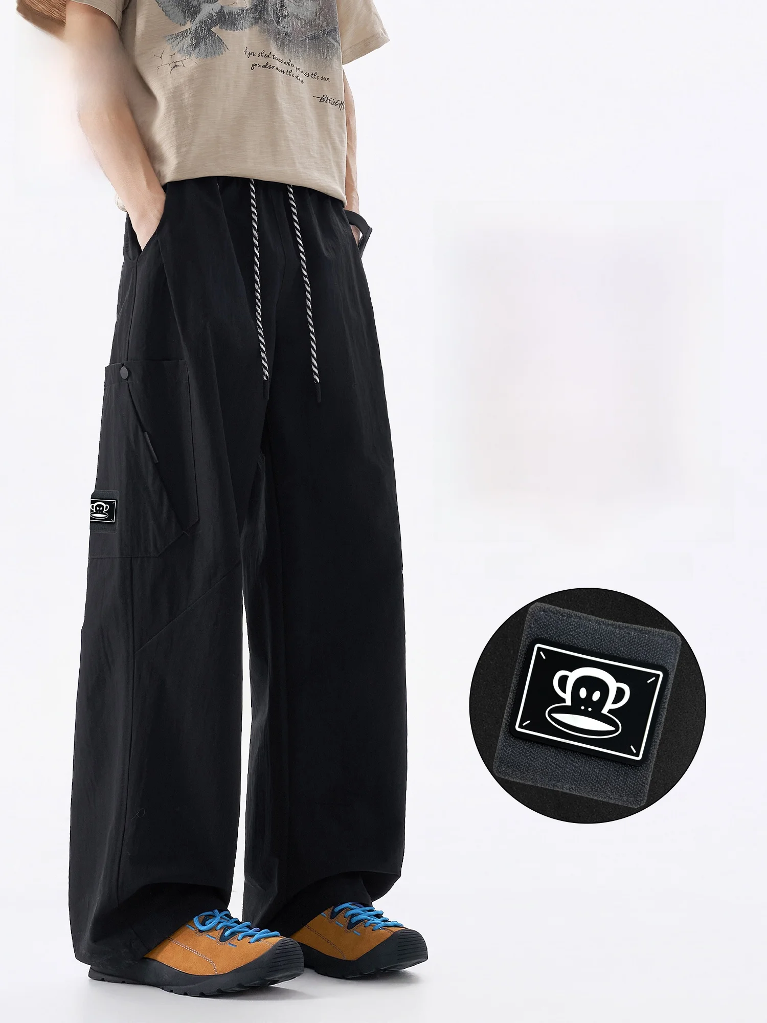 

PaulFrank Men's Wide Leg Casual Pants Summer Thin Loose Straight Sport Trousers Workwear Comfortable Breathable Qui Dry