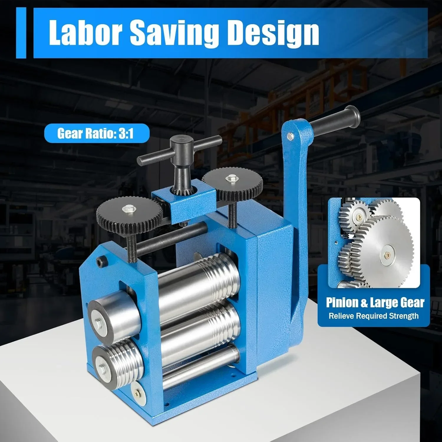 Tragbare 3-in-1-Schmuckwalzwerk, aus Stahl, für Gold, Silber und Kupfer, einstellbare Dicke, ideal für die Herstellung von DIY-Schmuck