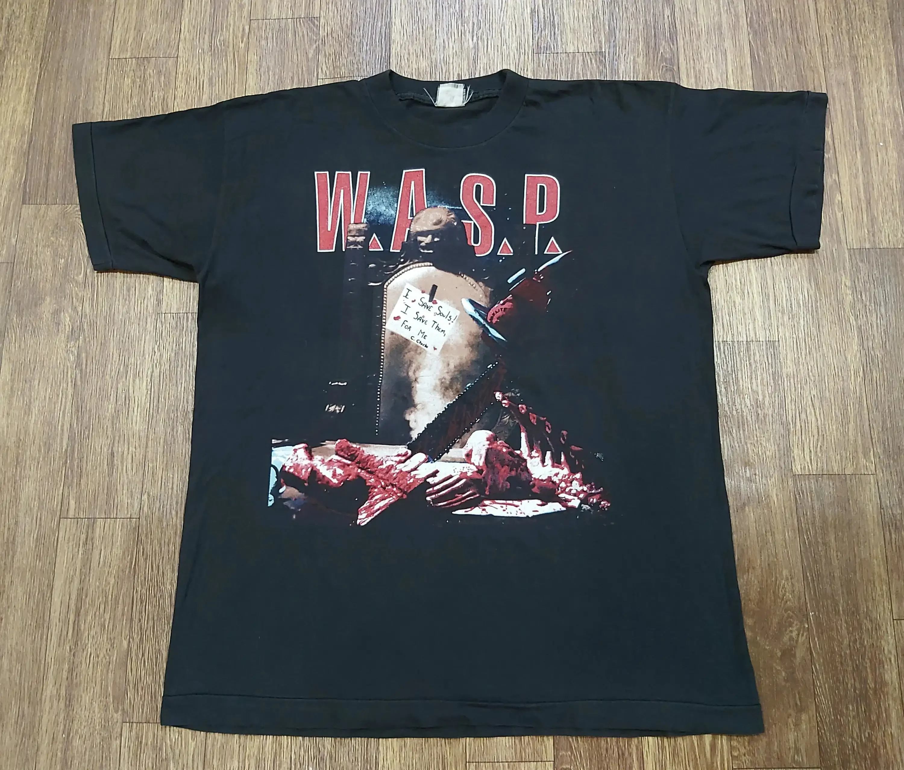 Vintage 1993 W A S P Chainsaw Charlie Promo Tour Concert very rare 80s 90s T shirt