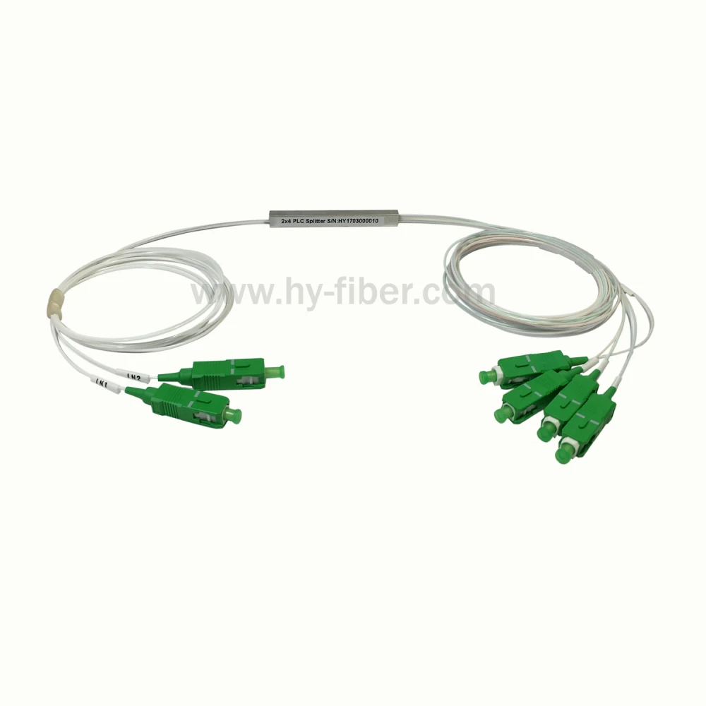 Fiber Optical PLC Splitter with SC/APC Connector out Going Cable, 0.9mm, 1m, 10PCs, 2x4