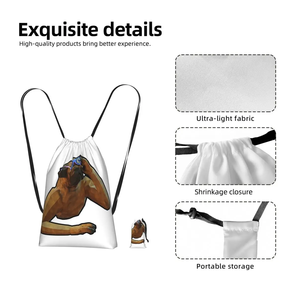 Animal Company VR Game Pug Drawstring Backpack hiking cycling Bag Portable Travel Drawstring Bag for Men Women