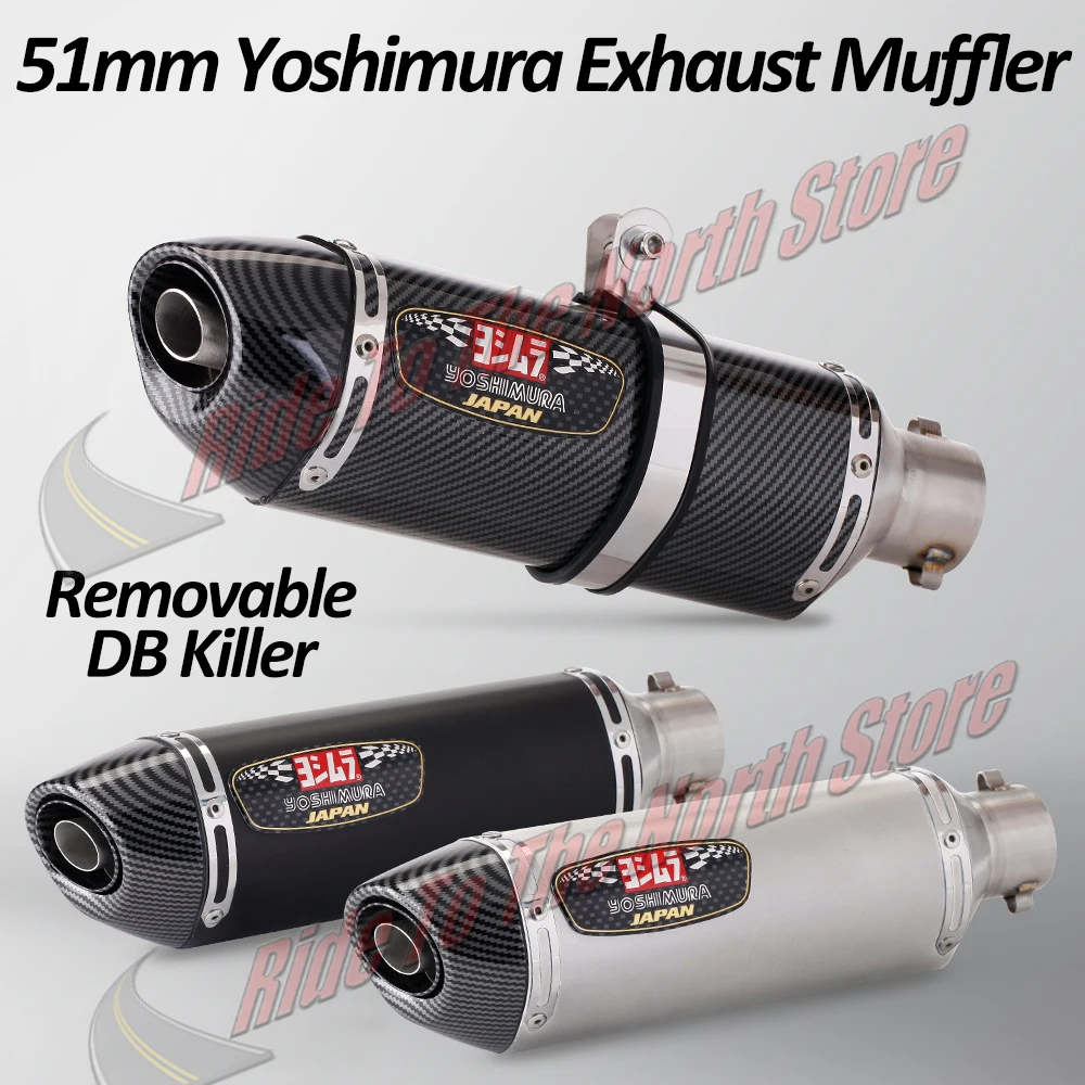 

51mm Inlet Yoshimura Exhaust Muffler ＆ DB Killer For Yamaha MT07 R3 Suzuki GSX250R Honda CB400X Kawasaki Ninja400 Etc Tail Pipe
