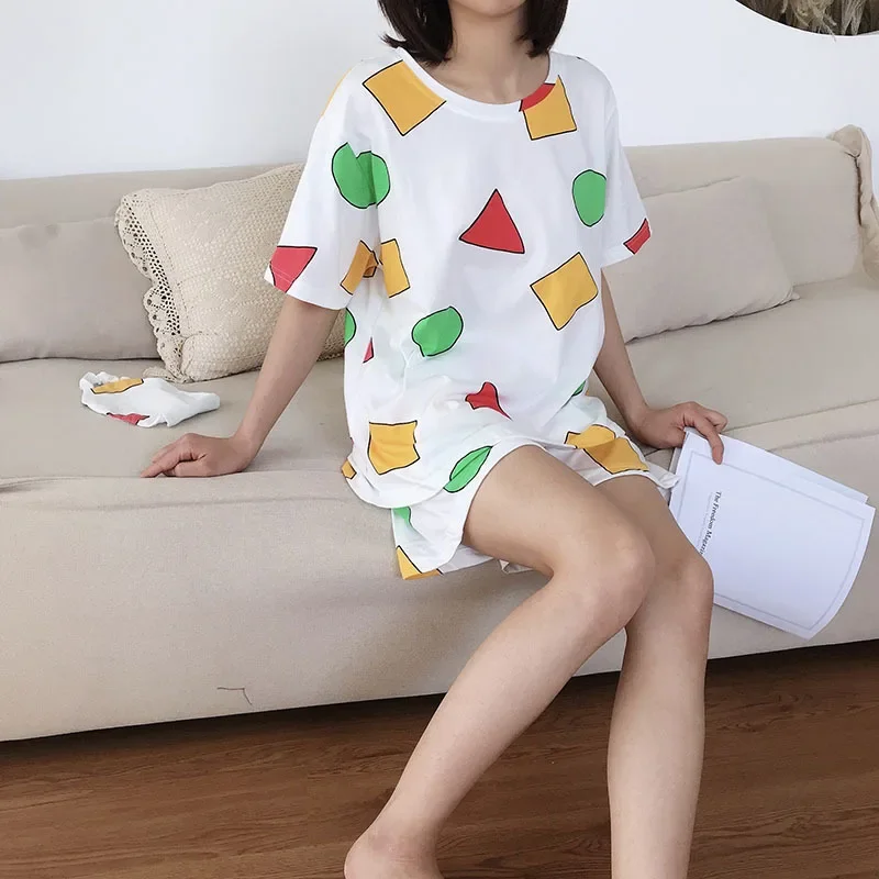 Pijama Shin Chan Mann Pyjama Shinchan Baumwolle Sommer Kurze Sets Japanische Pyjamas für Paare Mann und Frau Nachtwäsche 2021 – Detail 4