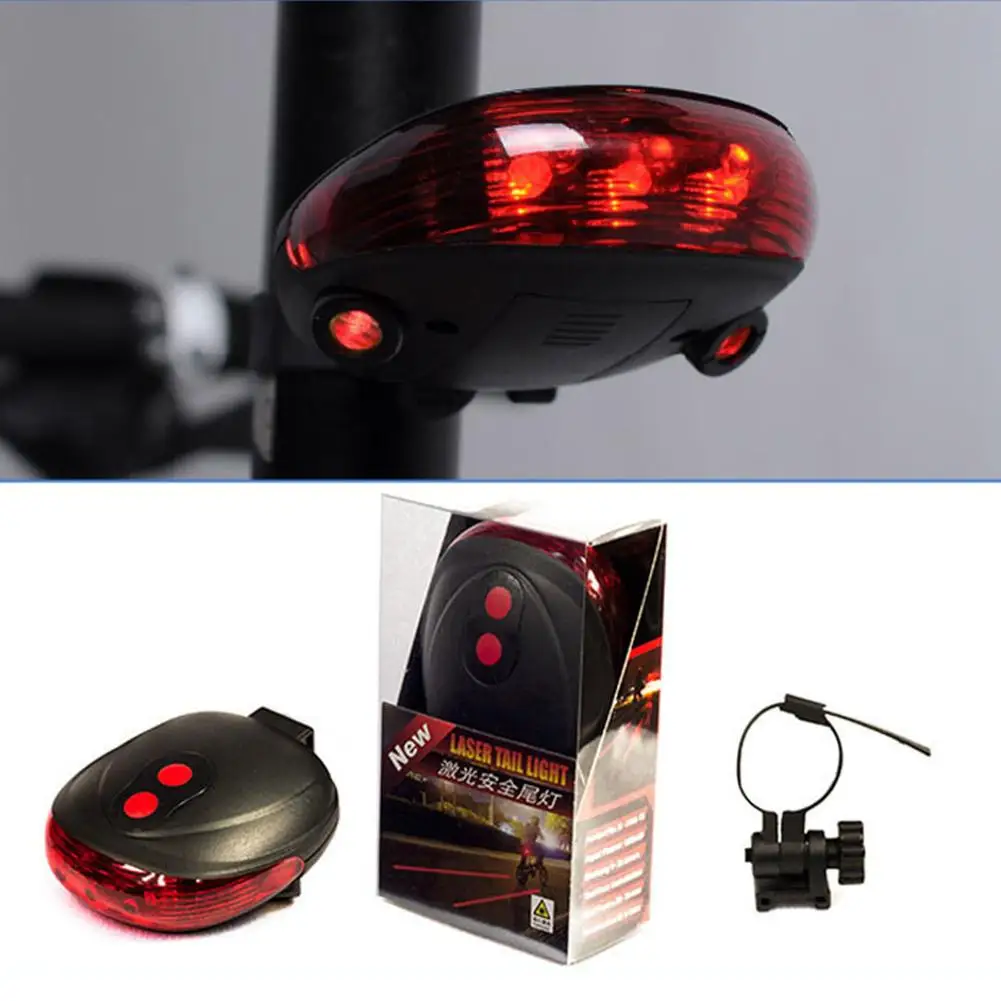 Bicycle Bike LED Lights 2 Lasers 5 LED Waterproof Cycling Lights Tail Taillight Safety Rear Taillight MTB Bike Warning W2T8
