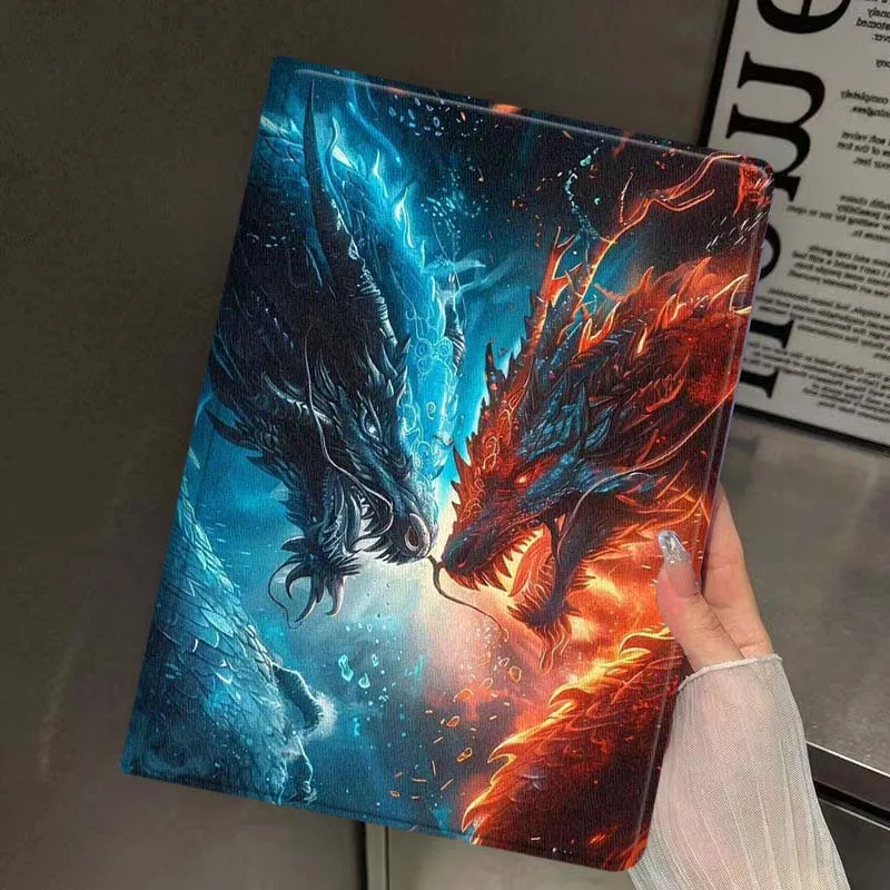 Dragon Sculpture Glow For iPad Pro Mini Air 1 2 3 4 5 6 7 10 11 th 8 9 gen 11 M4 M5 Foldable Tablet Case Cover