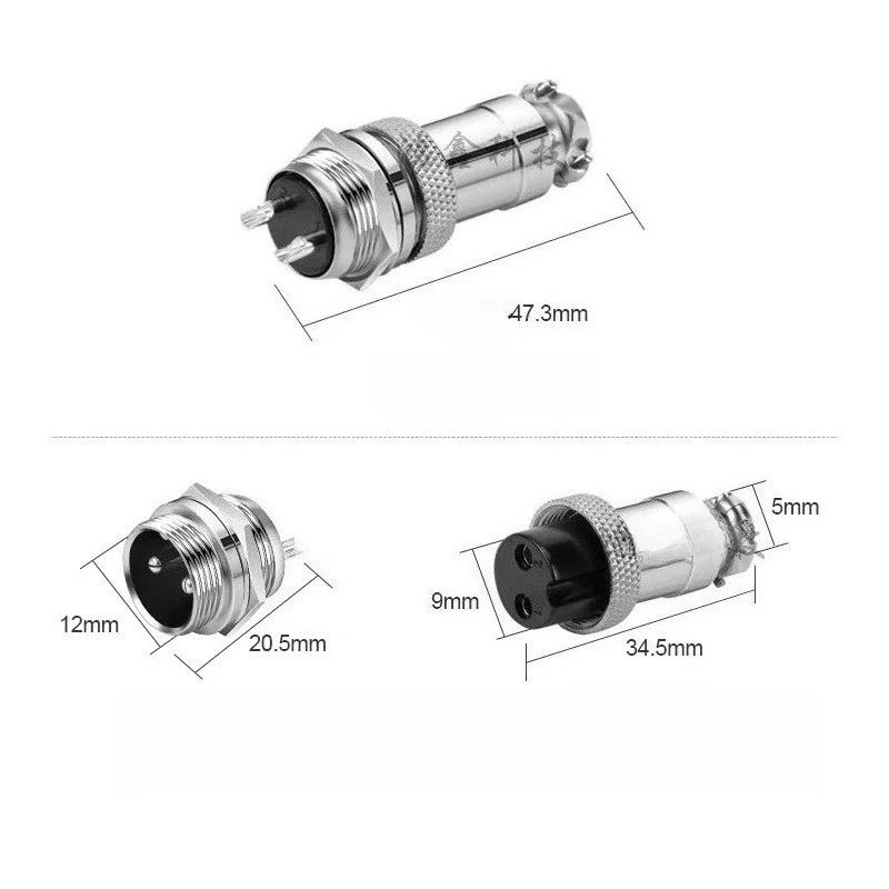 GX12 2 3 4 5 6 1 to 2 Male Pin Aviation Plug Wire Wire Adpater Cable Splitter Signal Copper Y-type Connector to Female to Female