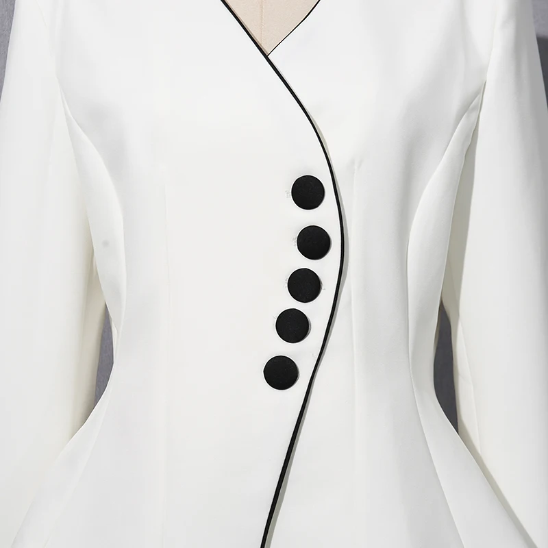 معاطف تونيك للتخسيس بأزرار مقسمة غير رسمية من KBQ للنساء بياقة على شكل V وأكمام طويلة سترات أنيقة بسيطة للسيدات موضة الخريف