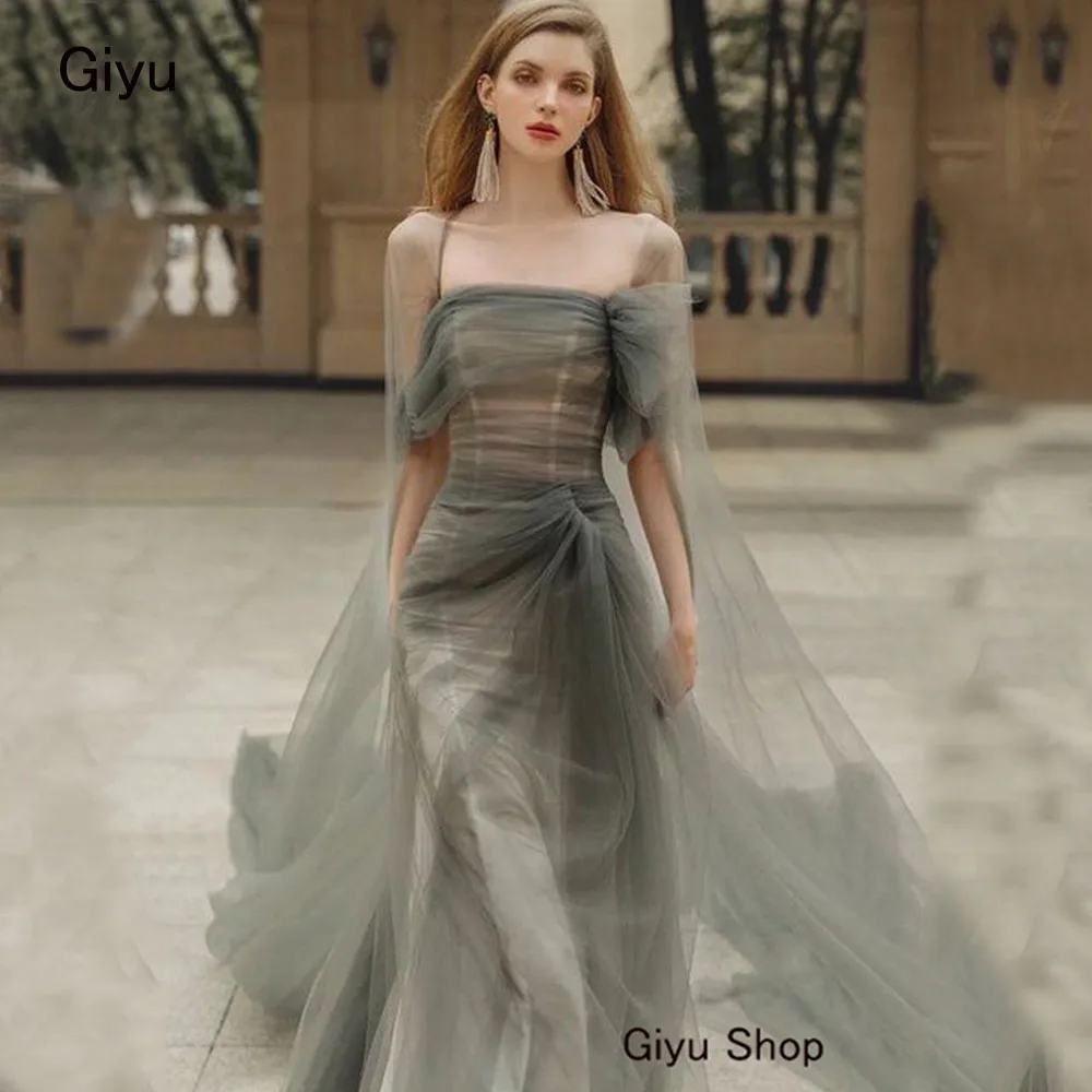 

Giyu Fairy Tulle Korea Wedding Dress Photoshoot Strapless Pleat Floor-length Evening Dress Bridal Gown Elegant Party Dresses