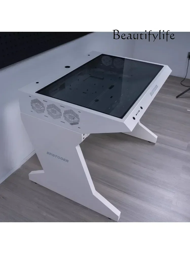 H AA Computer Case Integrated High-End Cool Special-Shaped Game Tables Built-in Fully Transparent Large Case Computer Desk