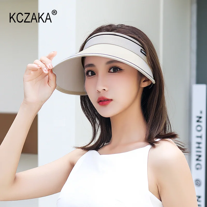 Women's Sun Hat Summer Outdoor Empty Top Shade Sun Protection Beach Hats for Ladies Collapsible Portable Wide Brim Visor Hat