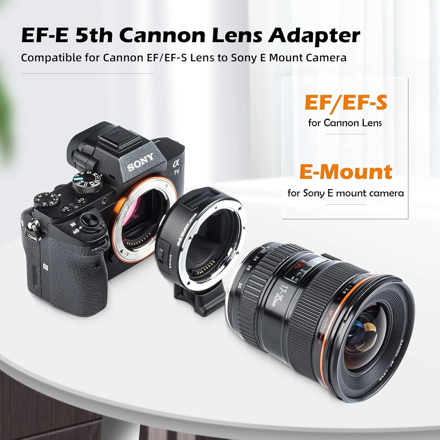

BOR EF-E Auto Focus Lens Adapter Ring for Canon EF EF-S Lens to E Mount Camera